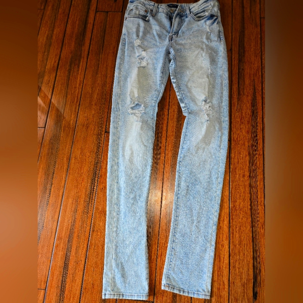 Aero Men's Light Blue Jeans Skinny Stacked 32x34
